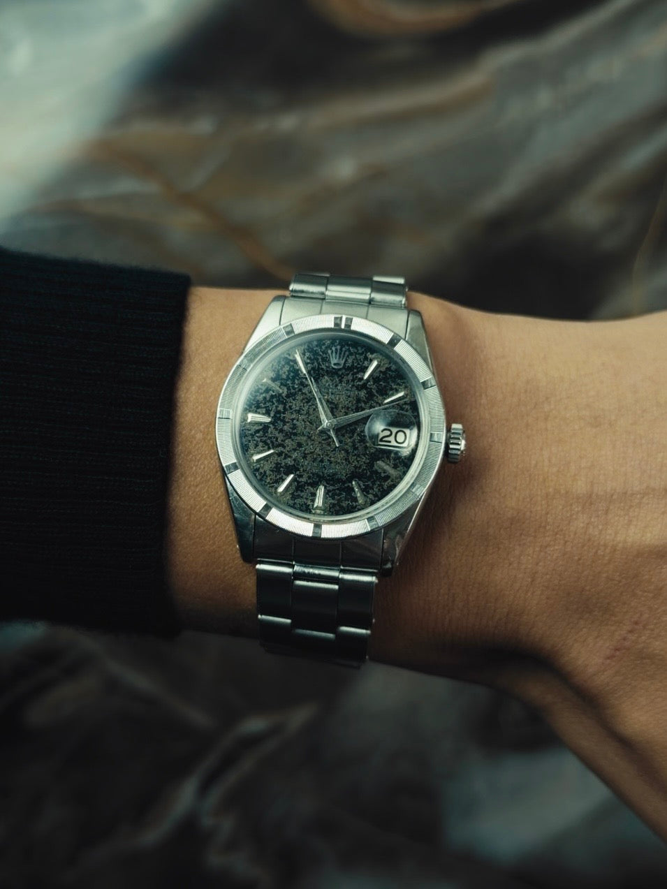 ROLEX Oyster Perpetual Date Obsidian Patina Dial 1964s