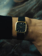 SEIKO Black Dial Gold Tone Cushion 1985