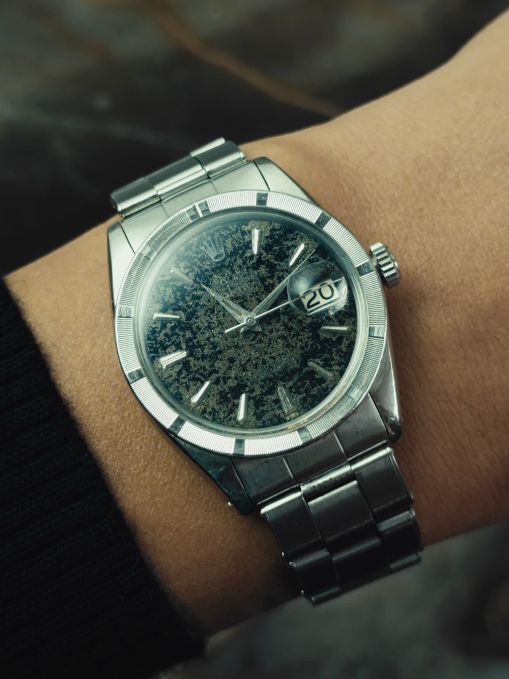 ROLEX Oyster Perpetual Date Obsidian Patina Dial 1964s