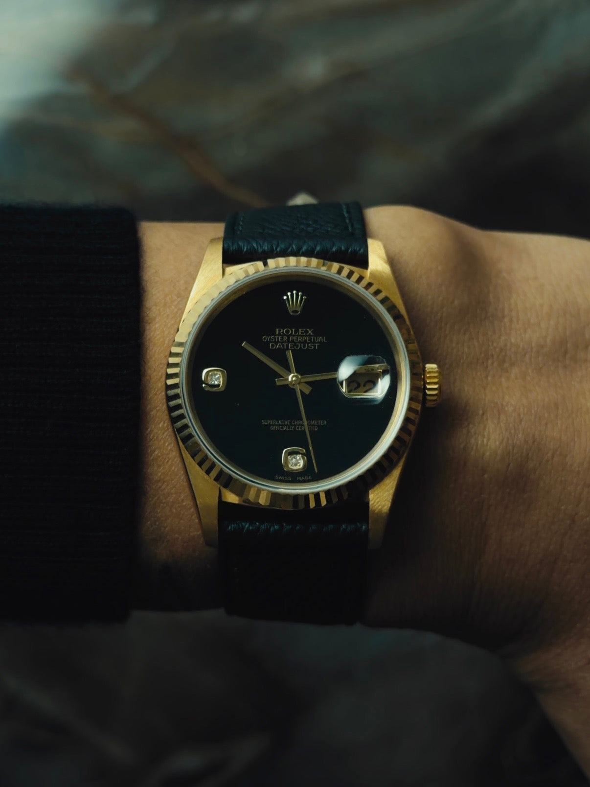 ROLEX Oyster Perpetual Datejust Onyx Diamond Dial 1996