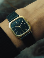 SEIKO Black Dial Gold Tone Cushion 1985