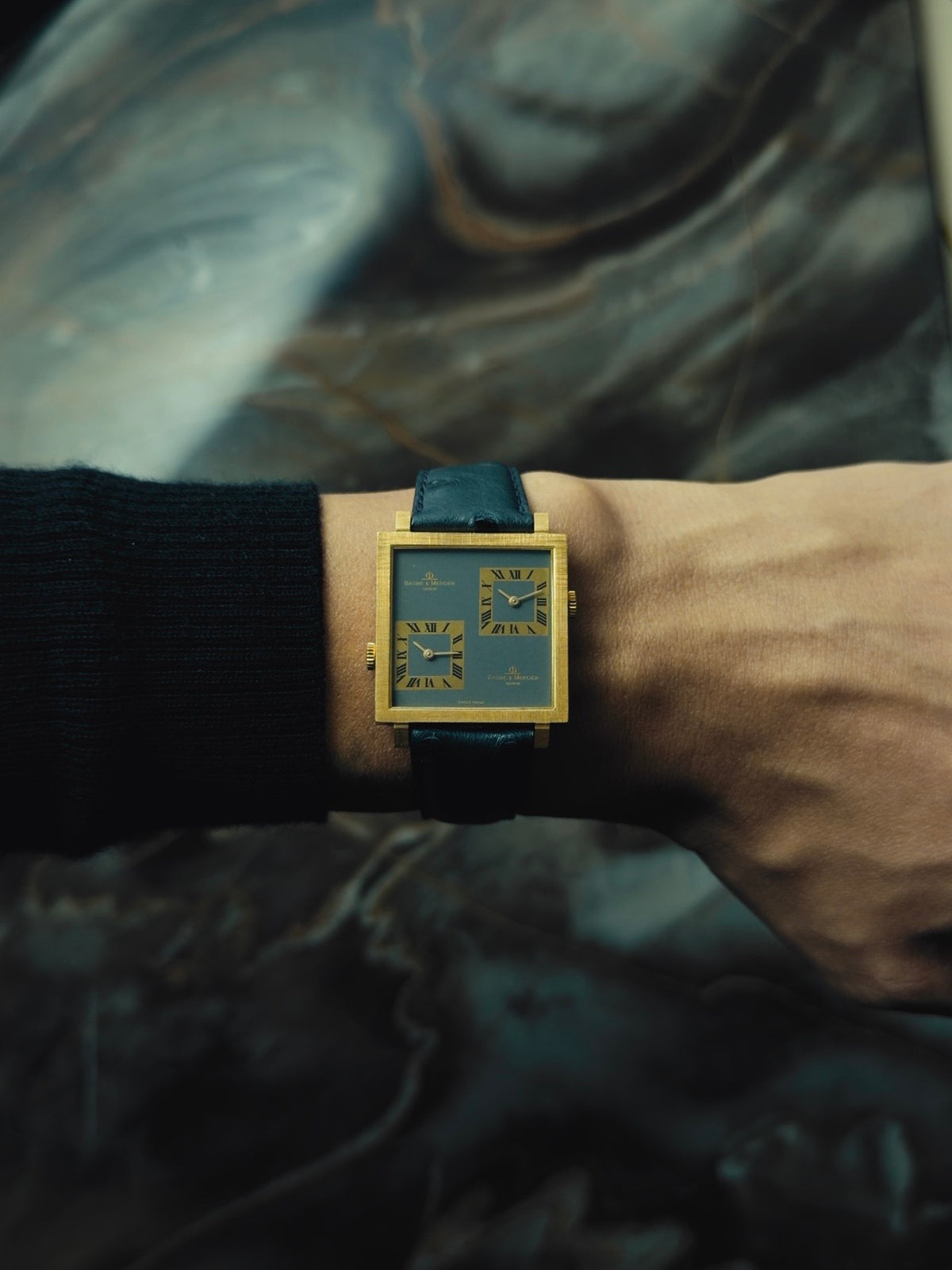 Baume & Mercier Dual Time 18KSG Big Square Case 1970s｜ボーム＆メルシエ ヴィンテージ時計 - 3