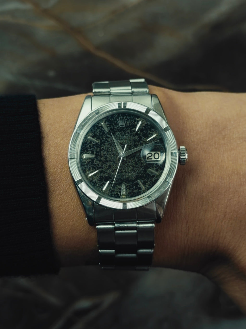 ROLEX Oyster Perpetual Date Obsidian Patina Dial 1964s