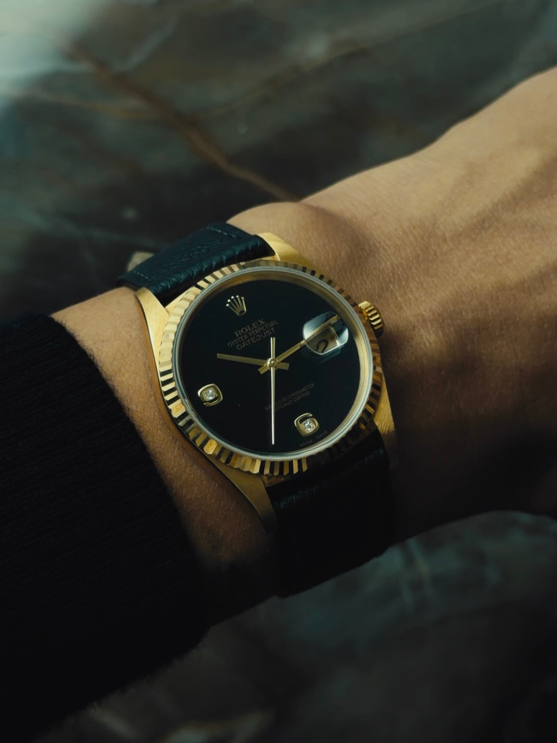 ROLEX Oyster Perpetual Datejust Onyx Diamond Dial 1996