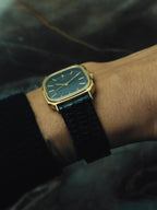 SEIKO Black Dial Gold Tone Cushion 1985