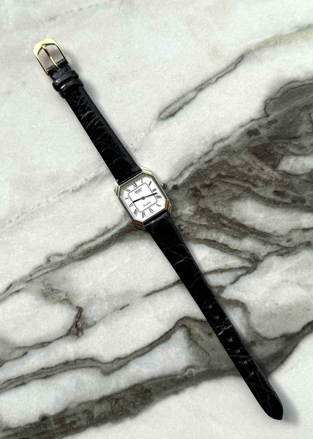 SEIKO Exceline White Dial Two-Tone Quartz 1983