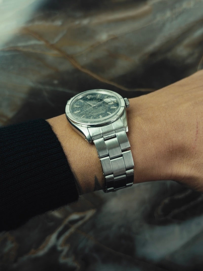 ROLEX Oyster Perpetual Date Obsidian Patina Dial 1964s
