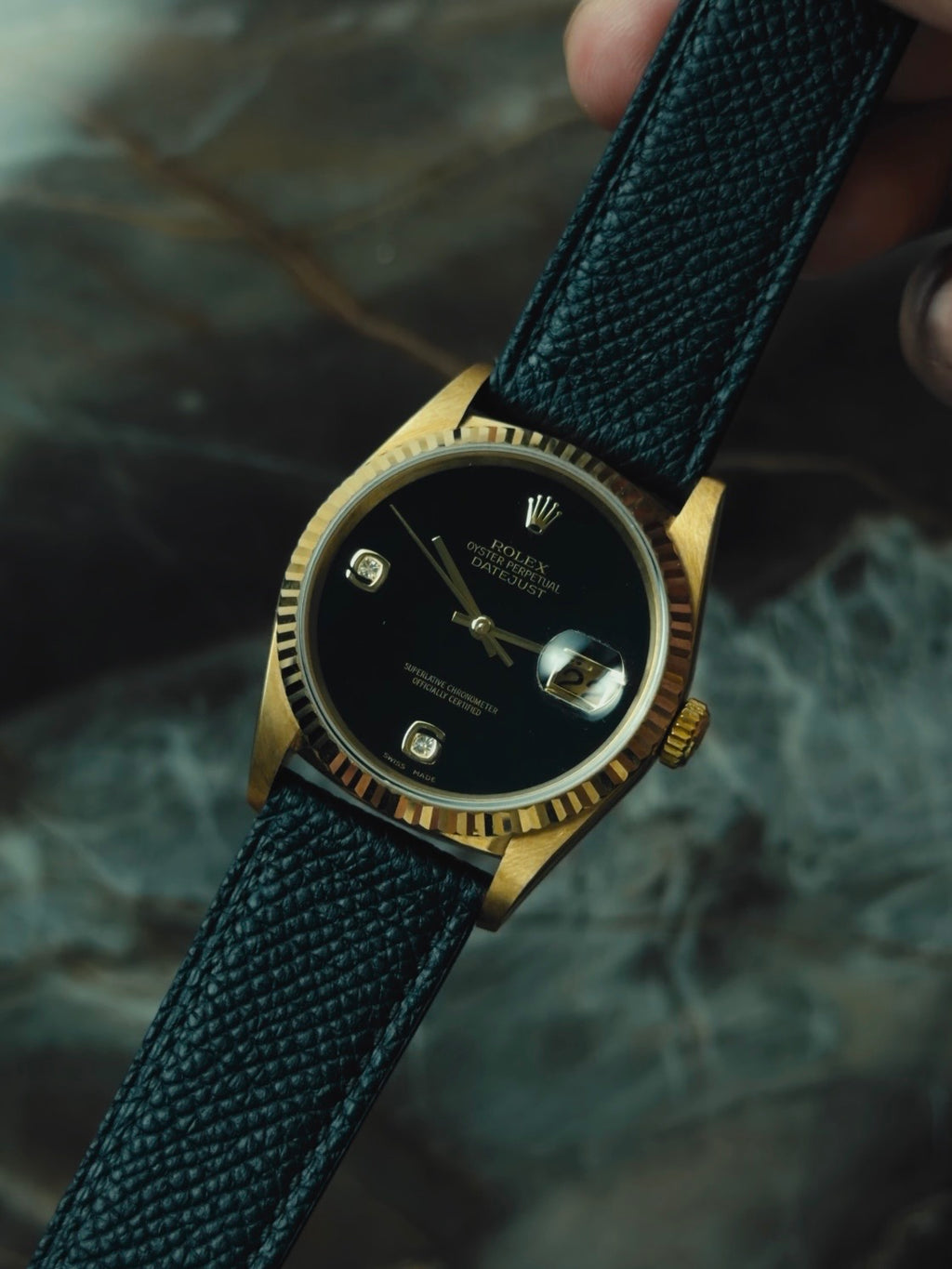 ROLEX Oyster Perpetual Datejust Onyx Diamond Dial 1996