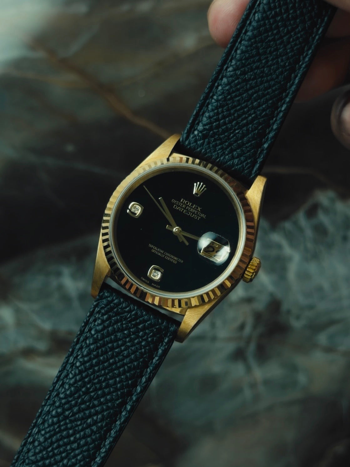 ROLEX Oyster Perpetual Datejust Onyx Diamond Dial 1996