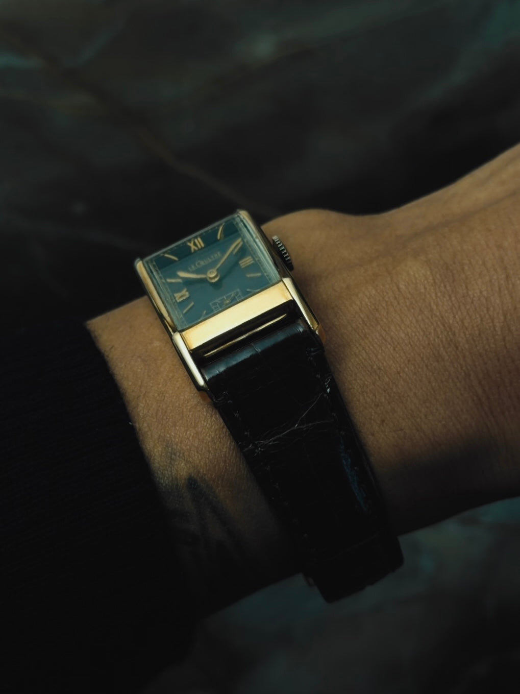 LECOULTRE 14K Solid Gold "Black Roman" 1940s｜ルクルト ヴィンテージ時計 - 5