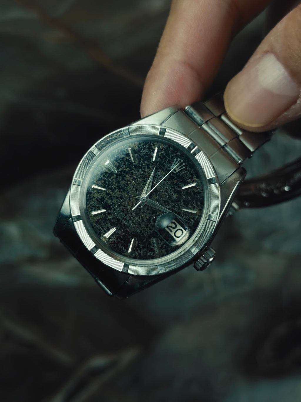ROLEX Oyster Perpetual Date Obsidian Patina Dial 1964s