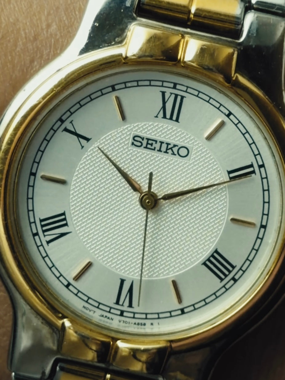 SEIKO "Roman Textured" Dial Two-Tone 1990s｜セイコー ヴィンテージ時計 - 5