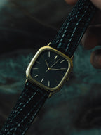 SEIKO Black Dial Gold Tone Cushion 1985