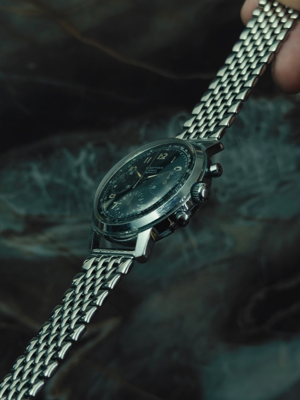 WAKMANN "FRANCE" Black Dial Chronograph 1950s
