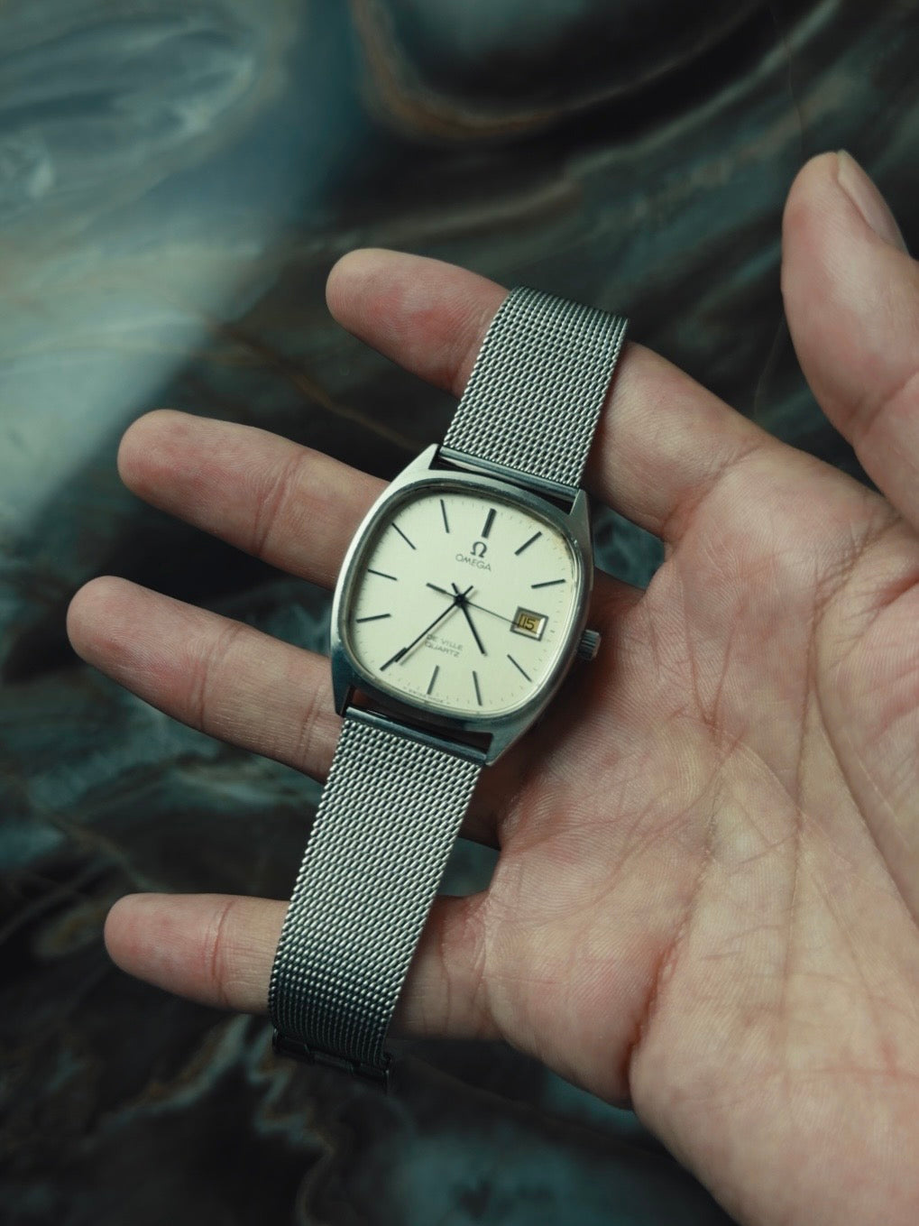 OMEGA De Ville Silver Brushed Dial Quartz 1970s