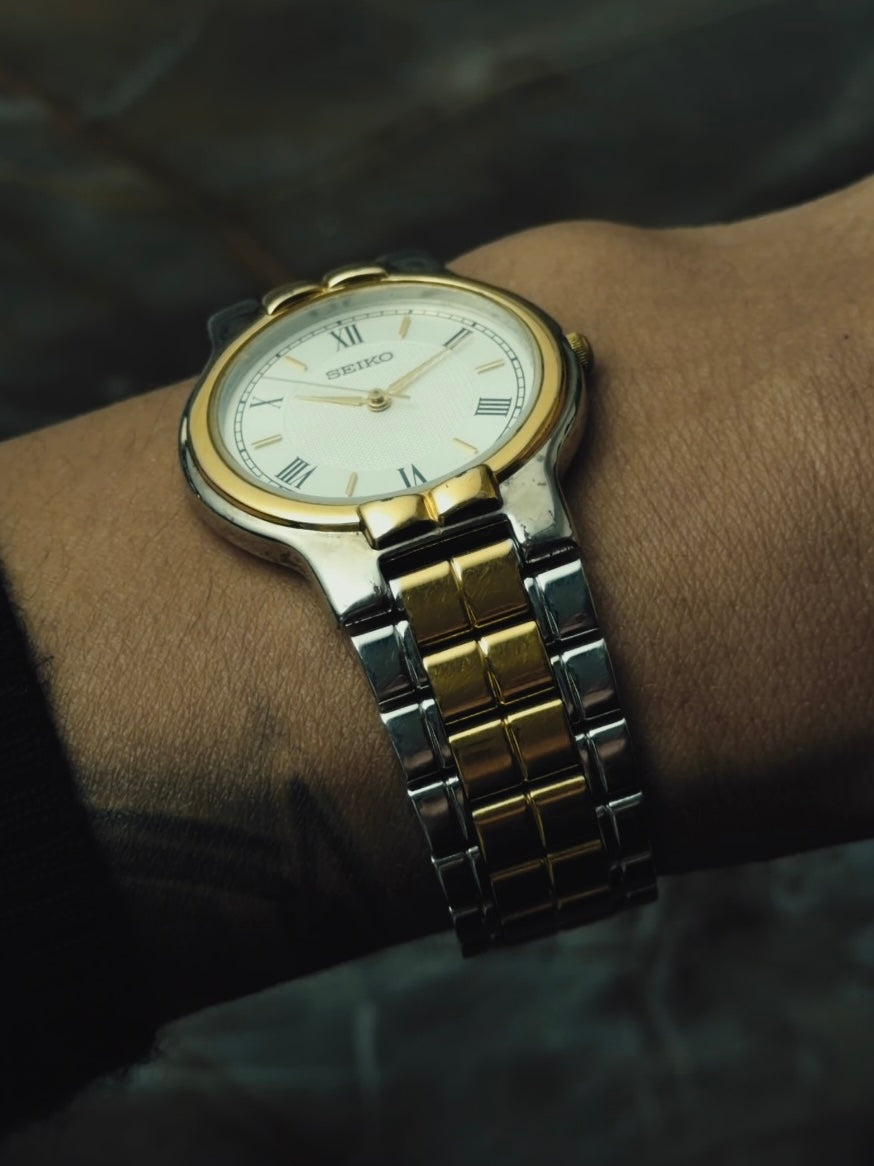 SEIKO "Roman Textured" Dial Two-Tone 1990s｜セイコー ヴィンテージ時計 - 6