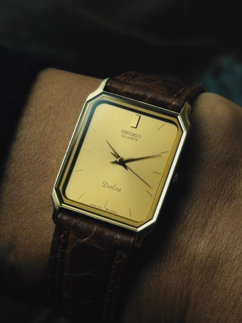 SEIKO Dolce Rectangular Gold Dial Quartz 1985｜セイコー ヴィンテージ時計 - 6