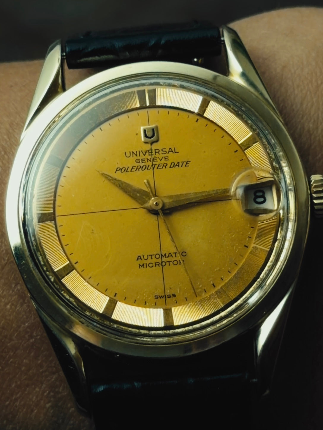 UNIVERSAL GENÈVE Polerouter Date "Golden Horizon" Dial 1960s｜ユニバーサル・ジュネーブ ヴィンテージ時計 - 6