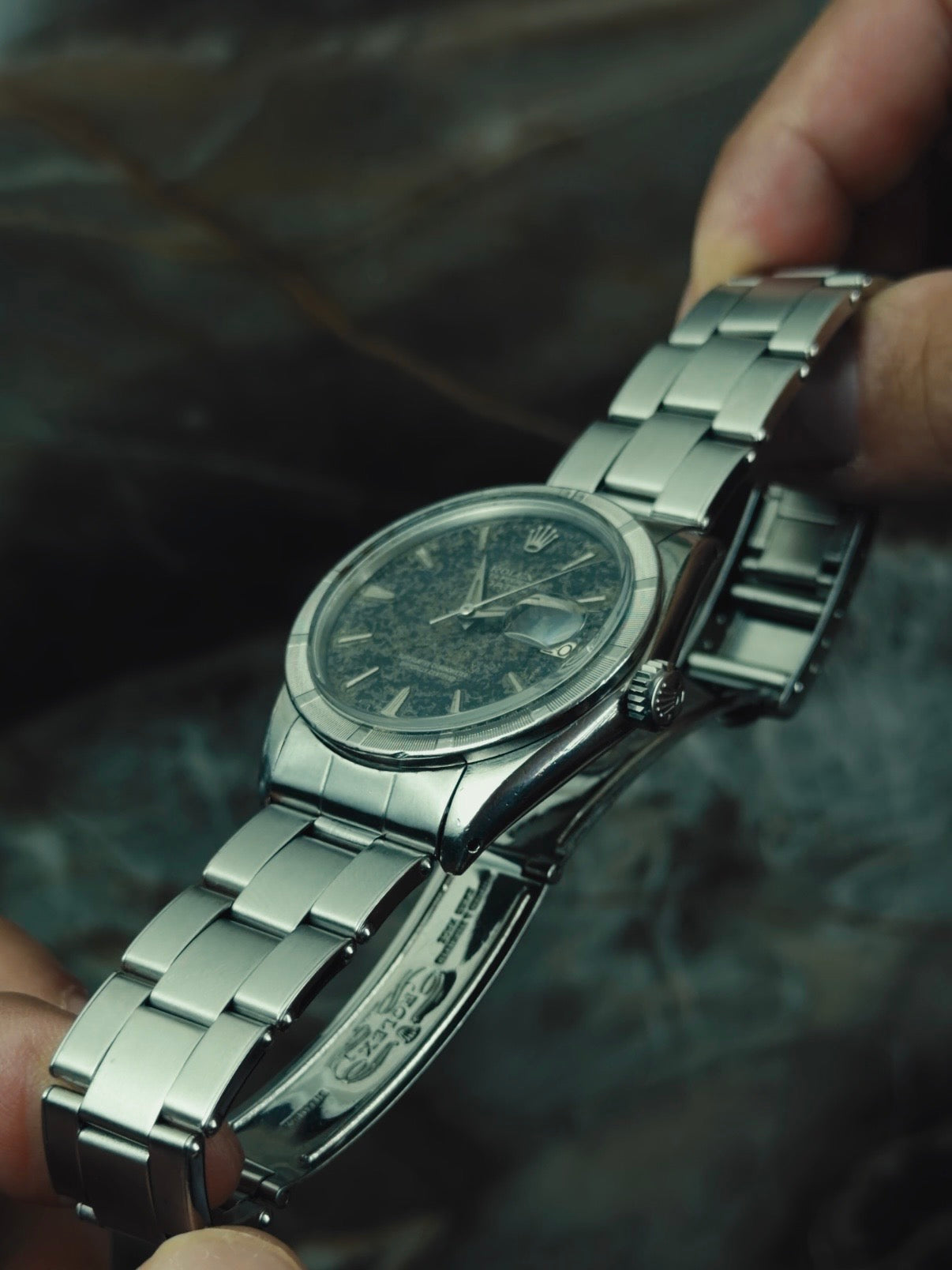 ROLEX Oyster Perpetual Date Obsidian Patina Dial 1964s