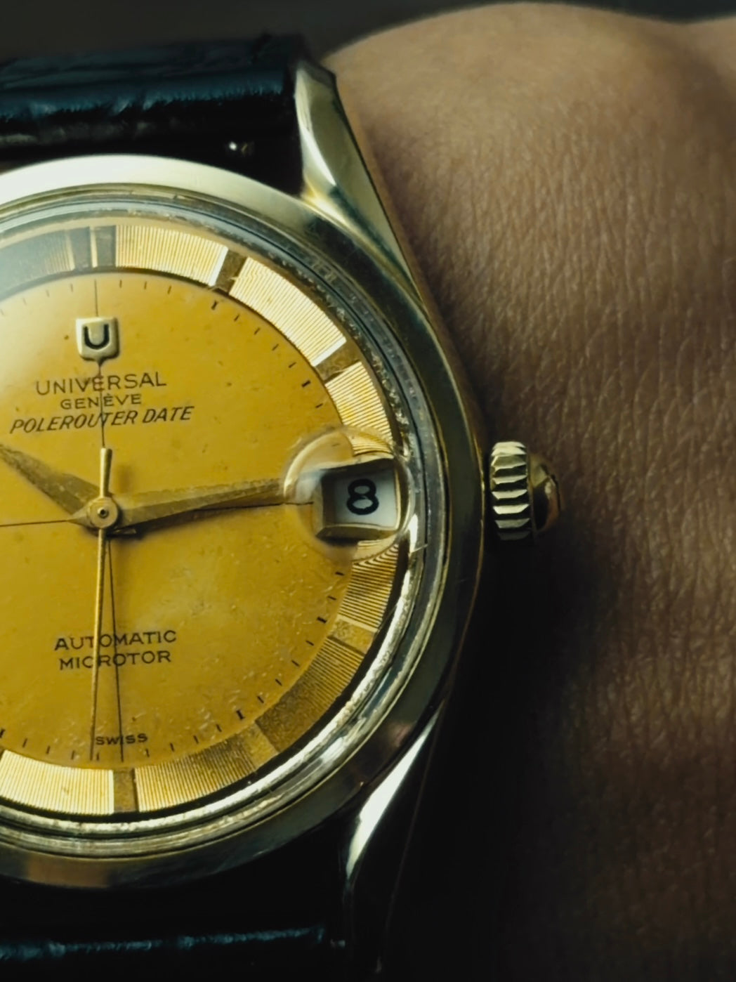 UNIVERSAL GENÈVE Polerouter Date "Golden Horizon" Dial 1960s｜ユニバーサル・ジュネーブ ヴィンテージ時計 - 7