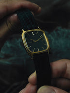 SEIKO Black Dial Gold Tone Cushion 1985