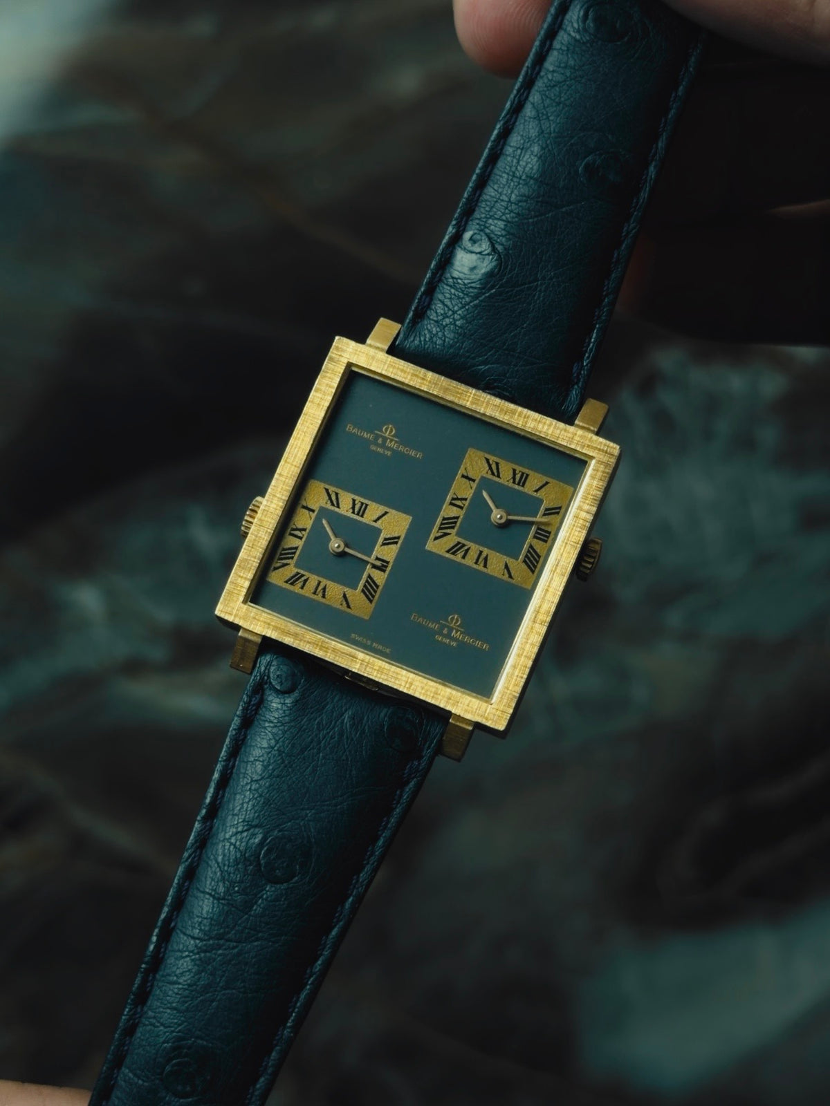 Baume & Mercier Dual Time 18KSG Big Square Case 1970s｜ボーム＆メルシエ ヴィンテージ時計 - 9