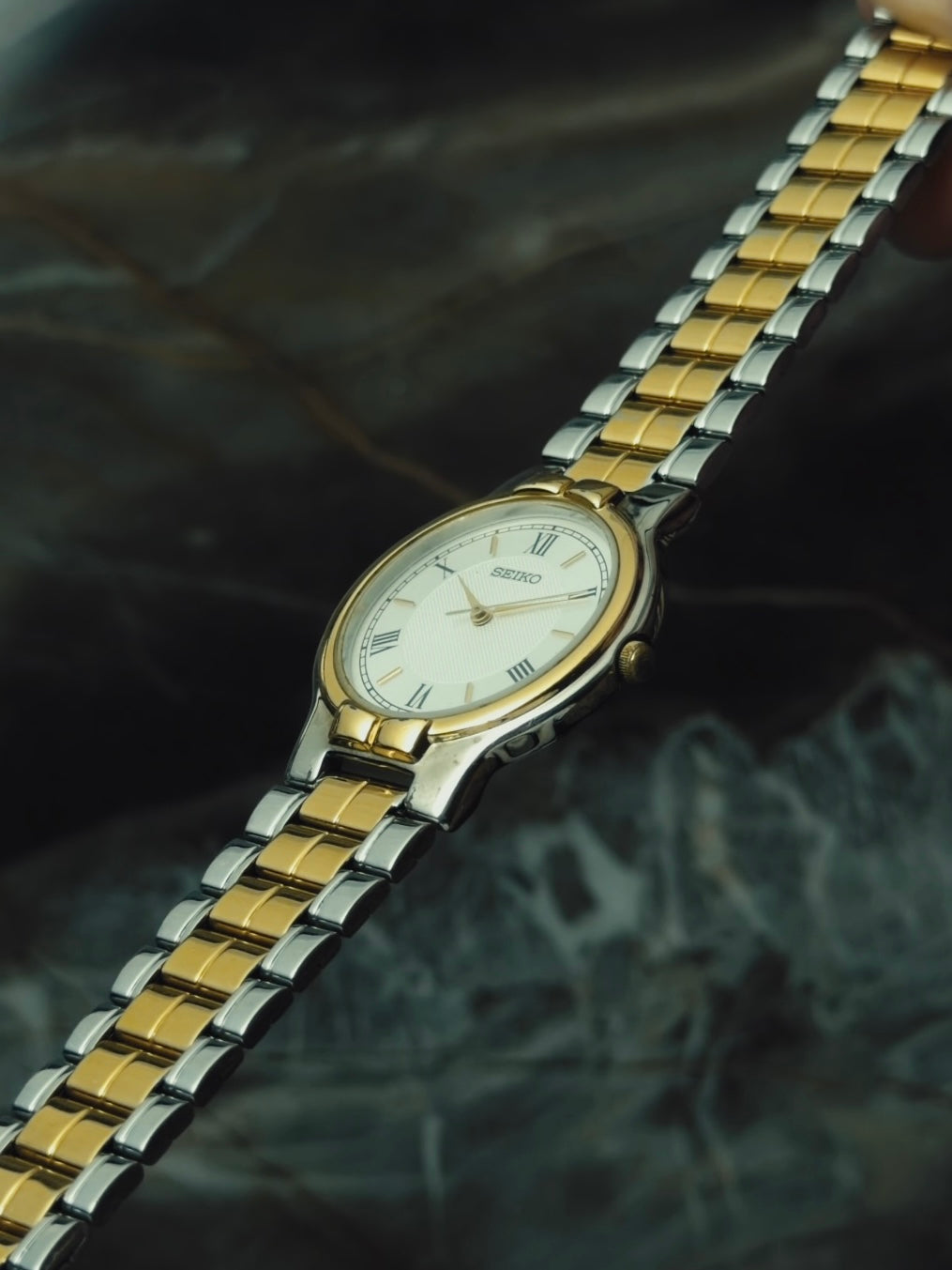 SEIKO "Roman Textured" Dial Two-Tone 1990s｜セイコー ヴィンテージ時計 - 9