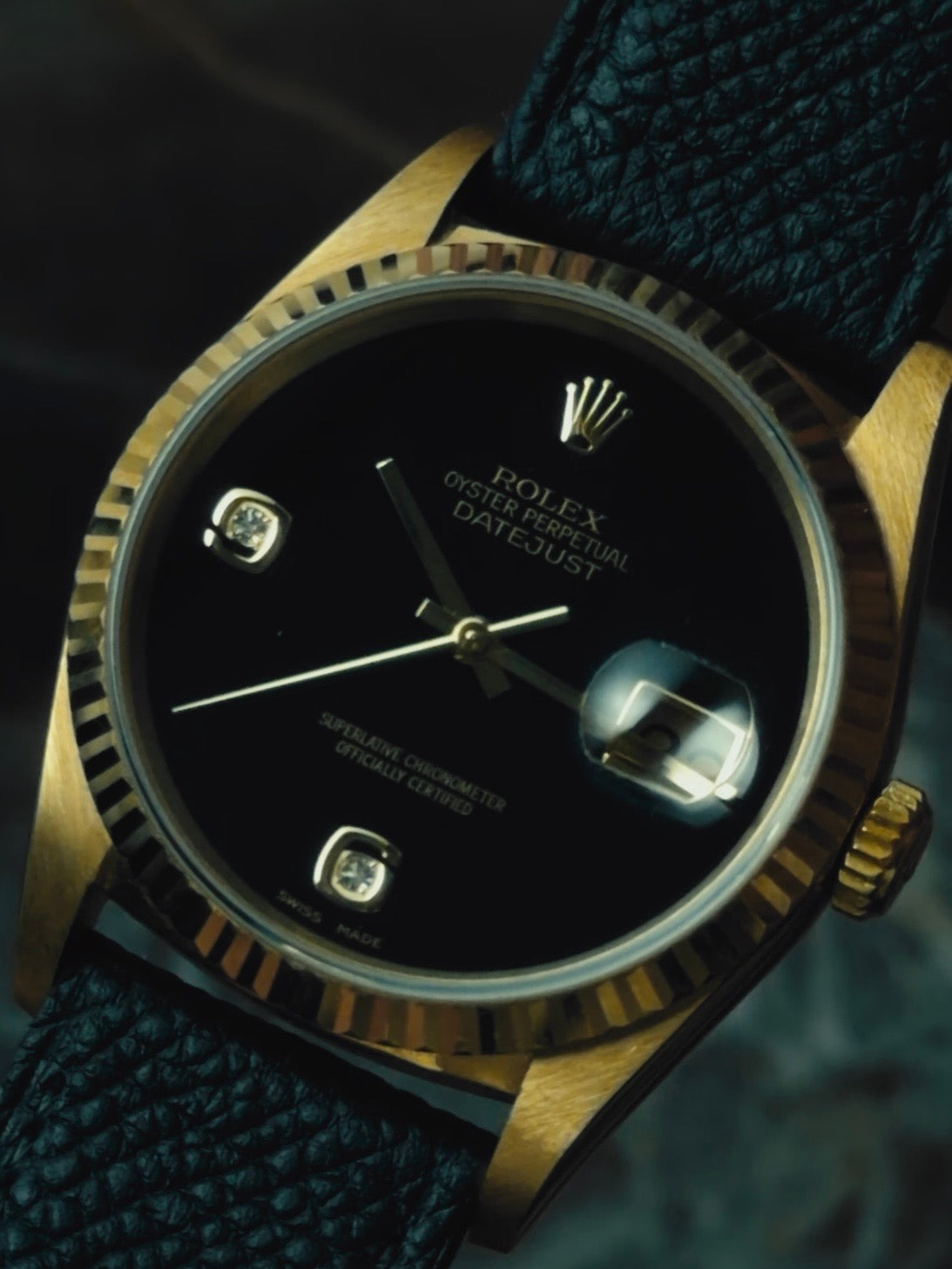 ROLEX Oyster Perpetual Datejust Onyx Diamond Dial 1996