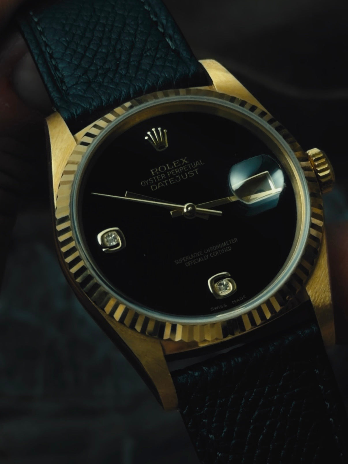 ROLEX Oyster Perpetual Datejust Onyx Diamond Dial 1996