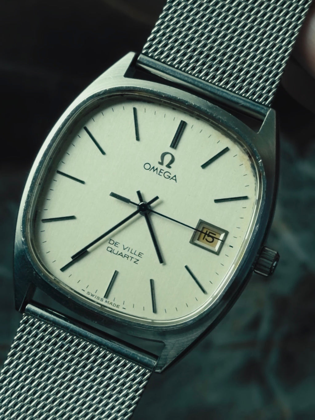 OMEGA De Ville Silver Brushed Dial Quartz 1970s