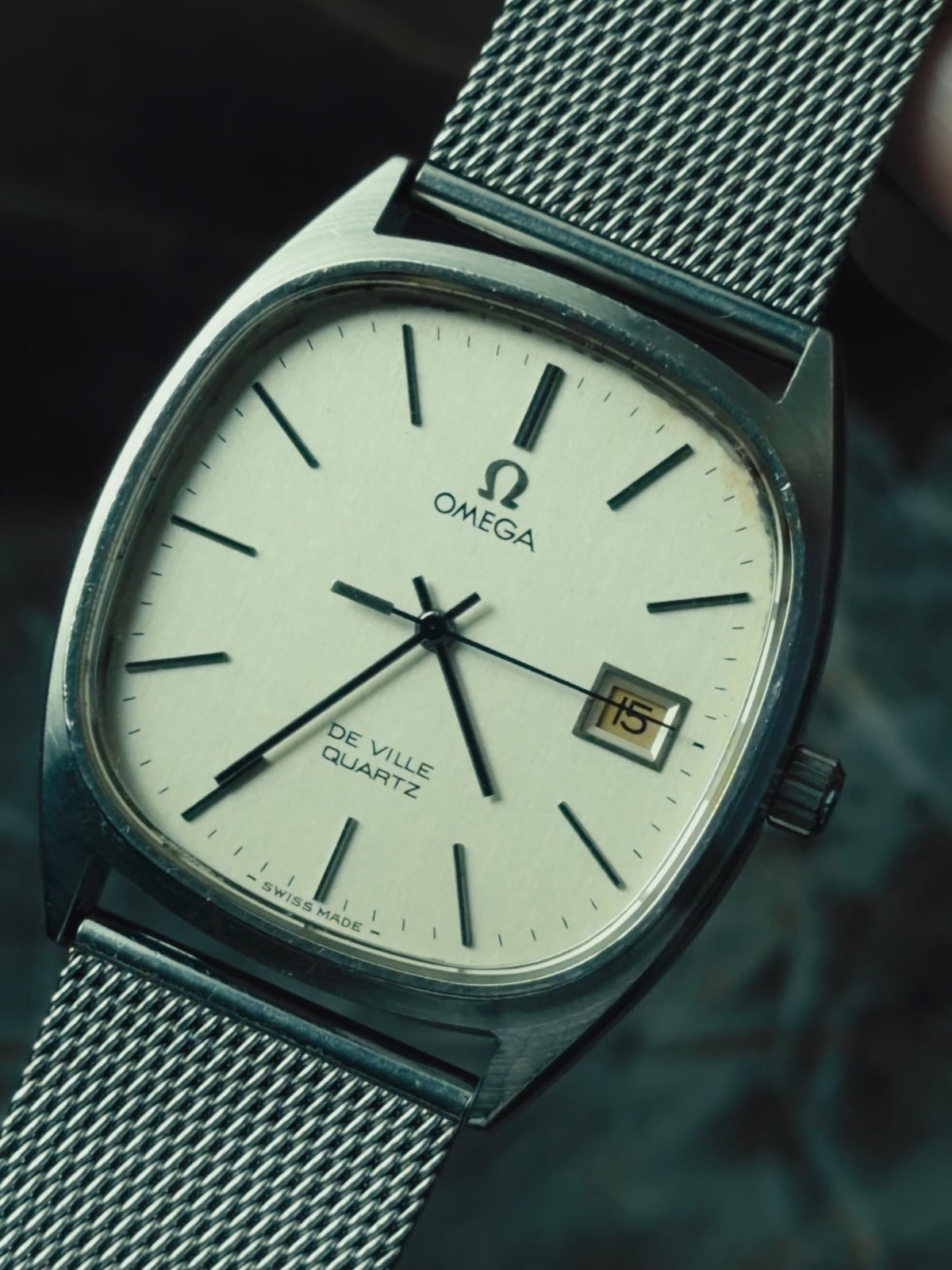 OMEGA De Ville Silver Brushed Dial Quartz 1970s