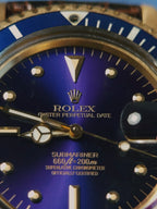 ROLEX 18k YG “PUPLE CHANGE” Nipple Blue Submariner Date 1973s
