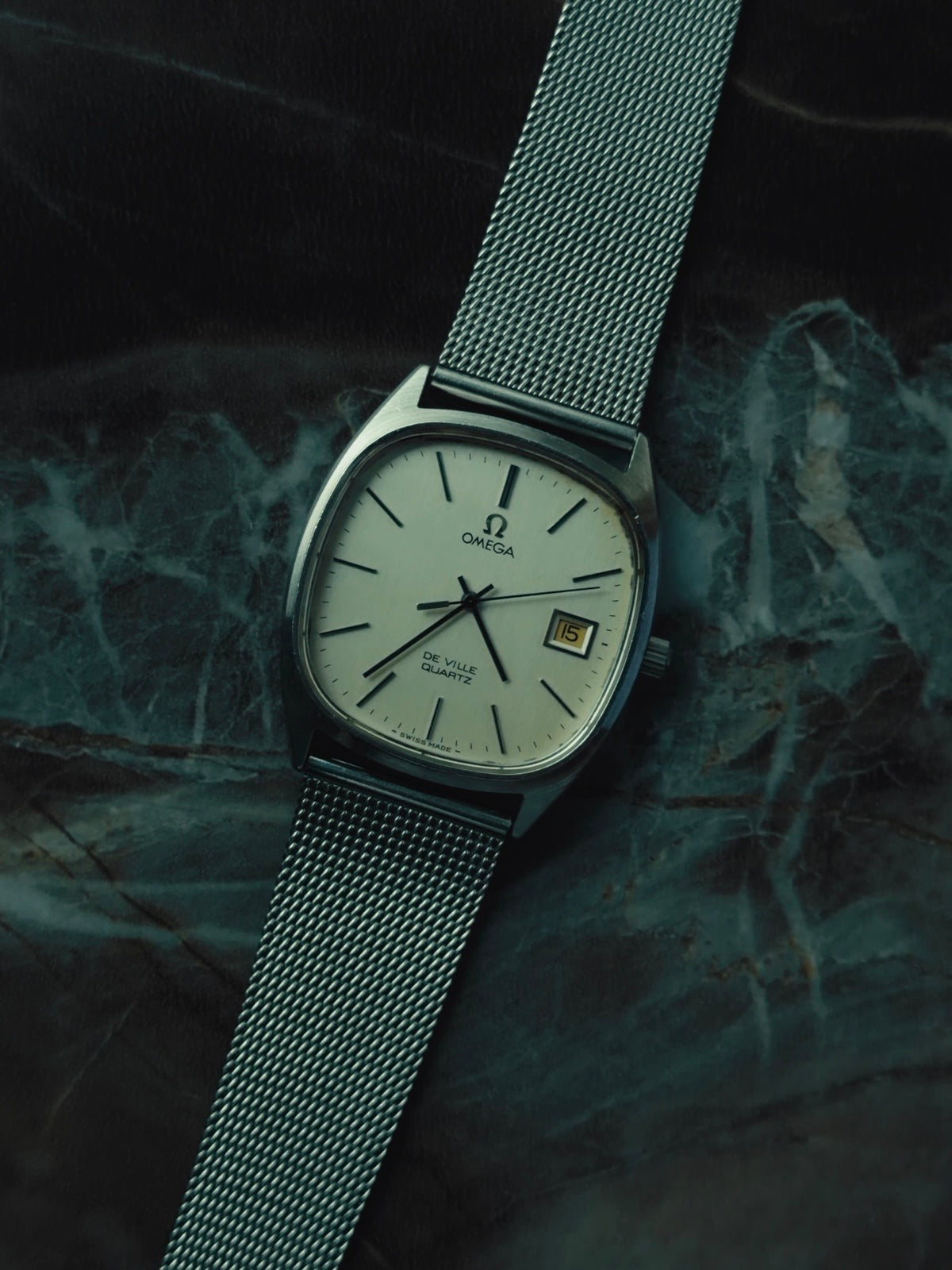 OMEGA De Ville Silver Brushed Dial Quartz 1970s