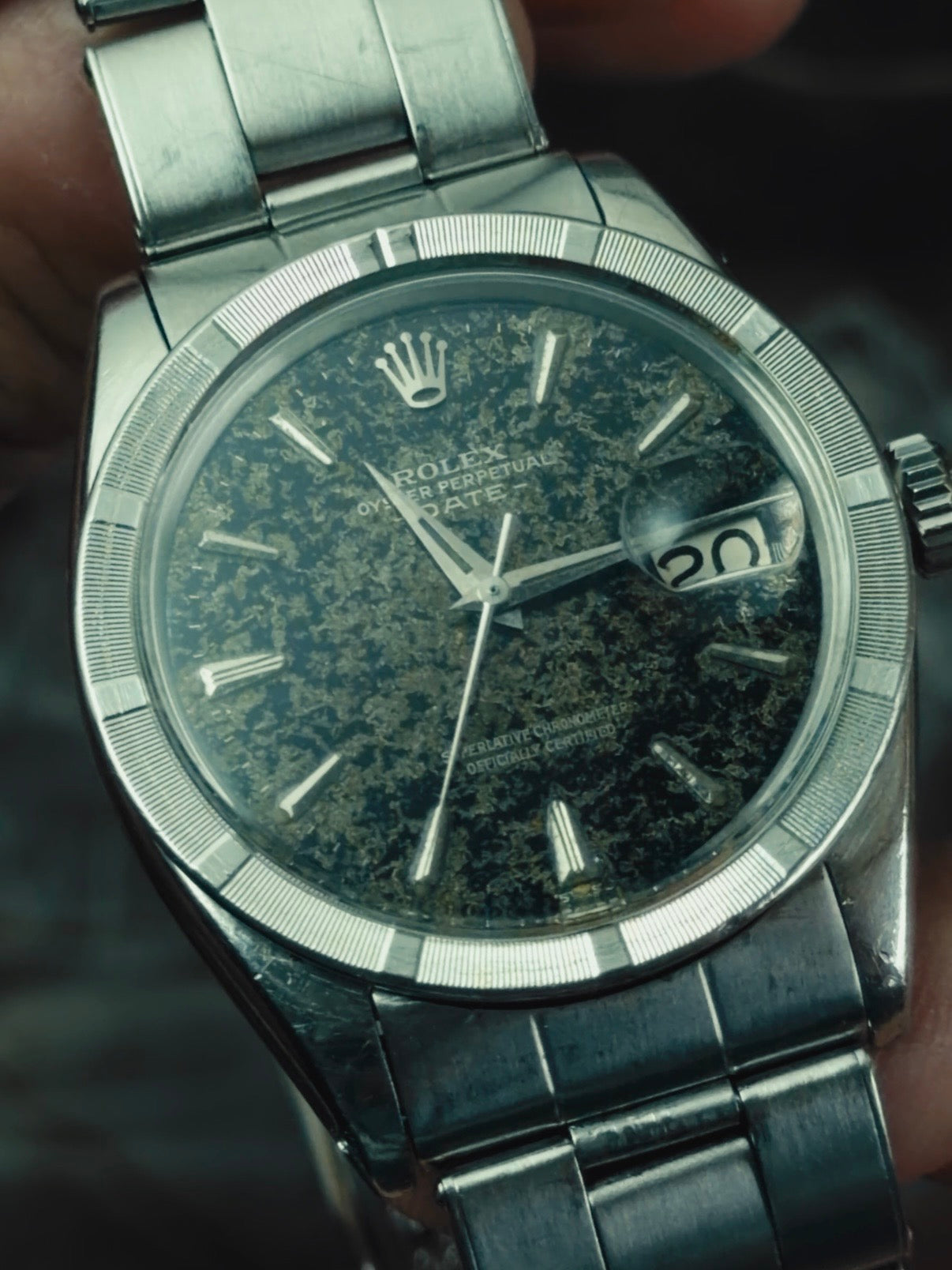 ROLEX Oyster Perpetual Date Obsidian Patina Dial 1964s