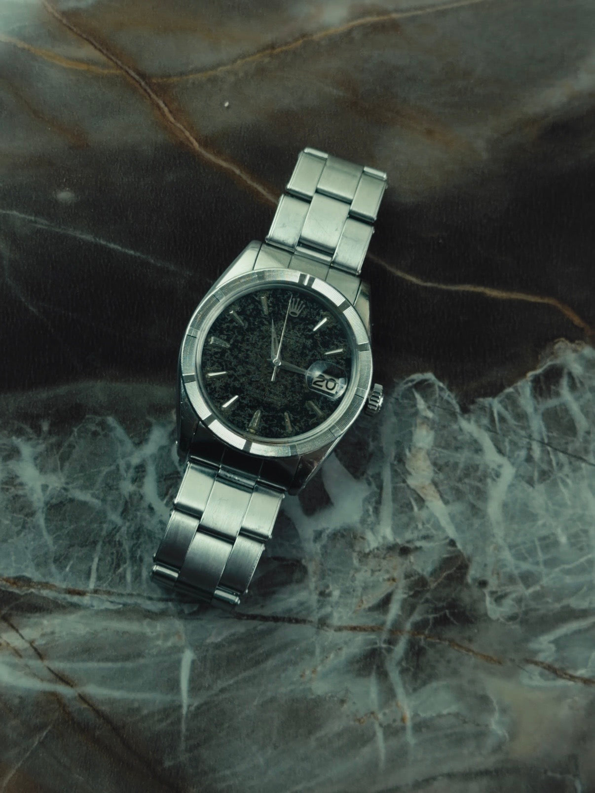 ROLEX Oyster Perpetual Date Obsidian Patina Dial 1964s