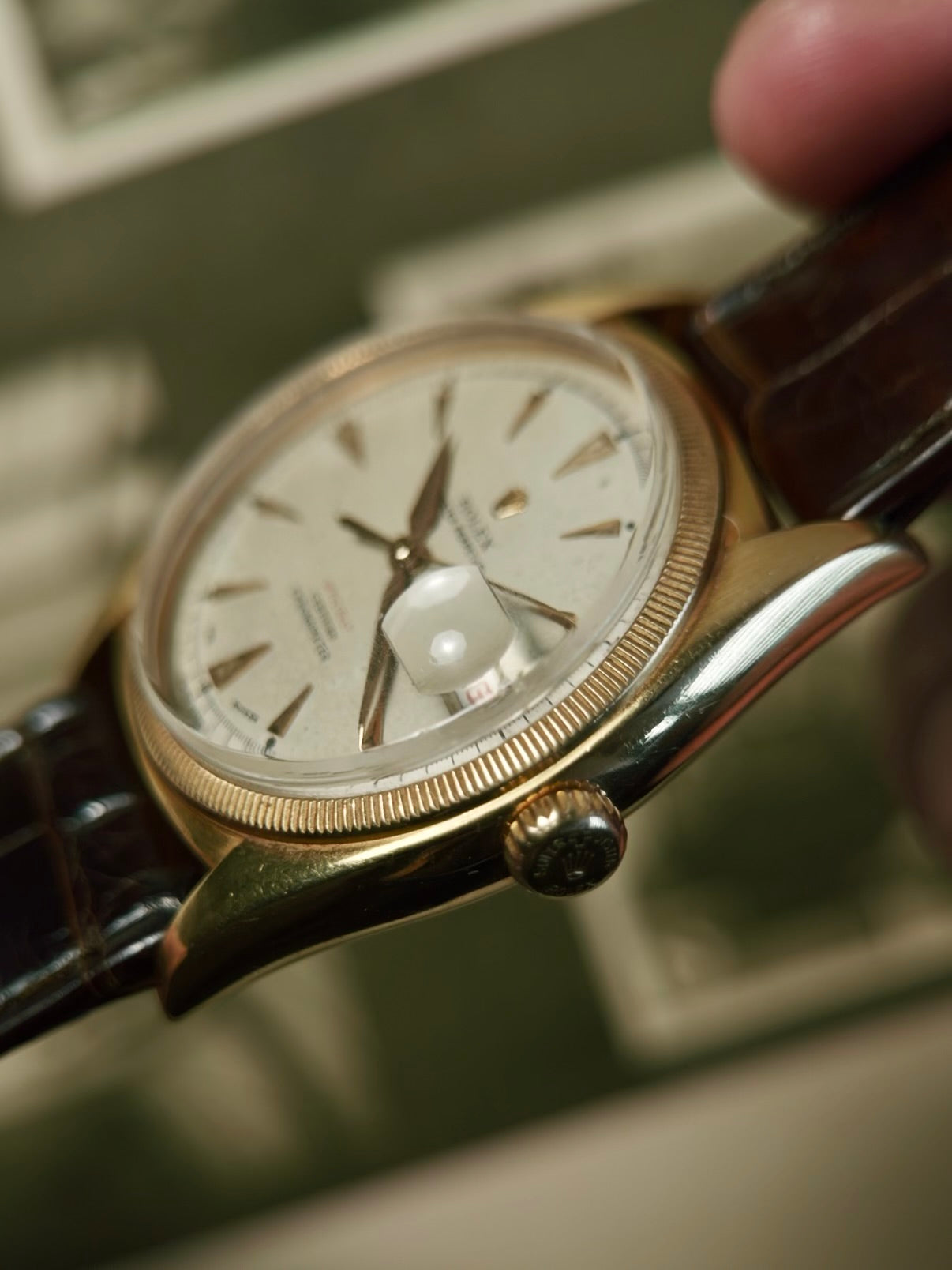 ROLEX 6105 Double Swiss Red Officially French 18K Rose Gold 1961s