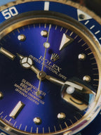 ROLEX 18k YG “PUPLE CHANGE” Nipple Blue Submariner Date 1973s