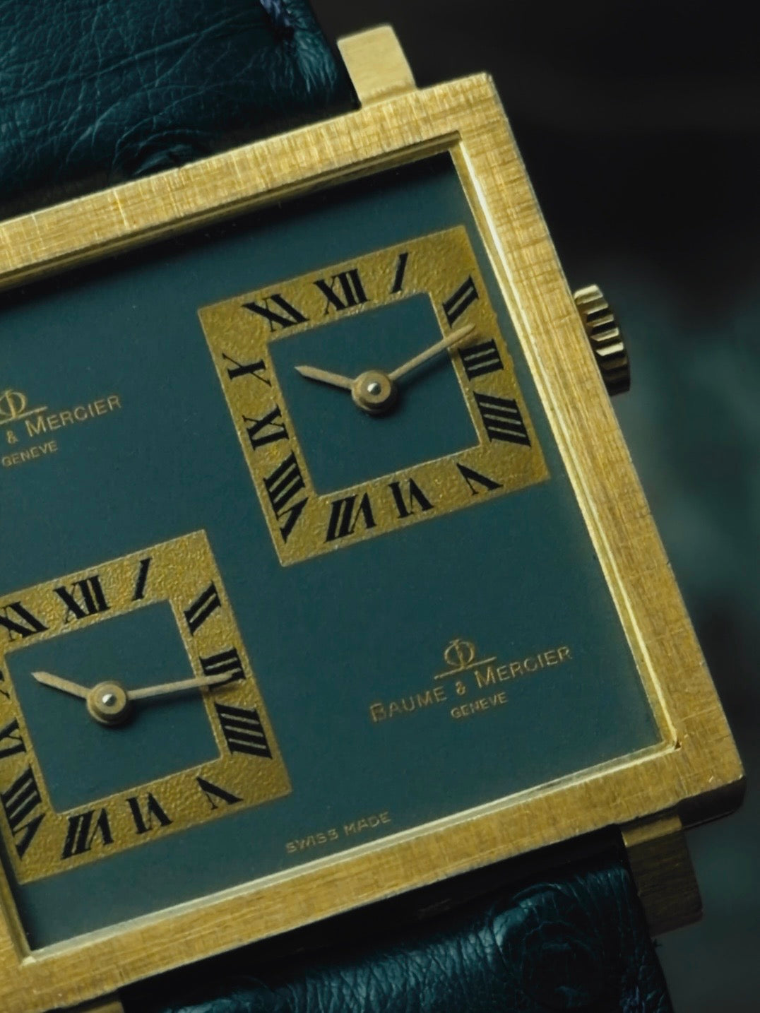Baume & Mercier Dual Time 18KSG Big Square Case 1970s｜ボーム＆メルシエ ヴィンテージ時計 - 18