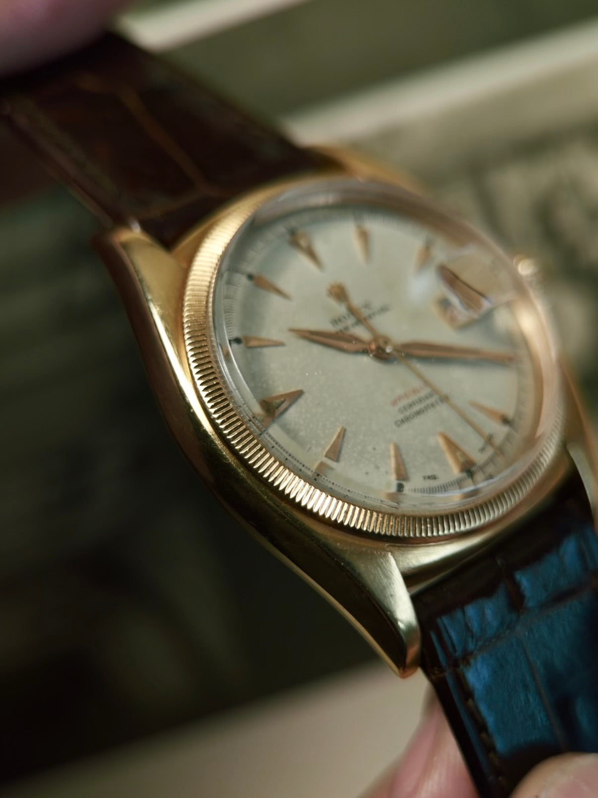 ROLEX 6105 Double Swiss Red Officially French 18K Rose Gold 1961s