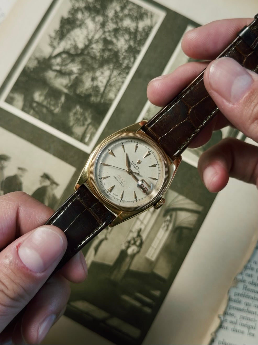 ROLEX 6105 Double Swiss Red Officially French 18K Rose Gold 1961s