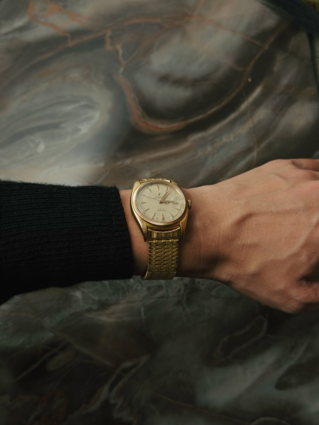 ROLEX 6105 Double Swiss Red Officially French 18K Rose Gold 1961s