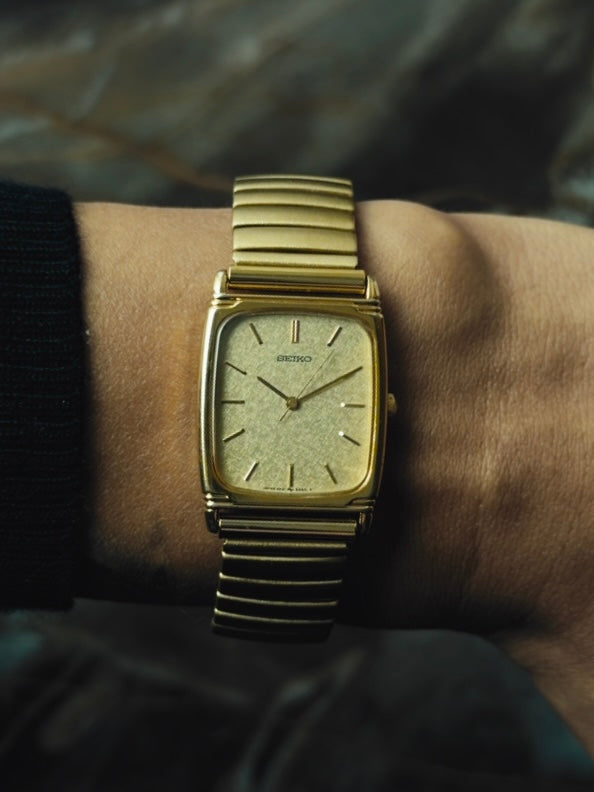 SEIKO Square Gold Textured Dial Quartz 1987
