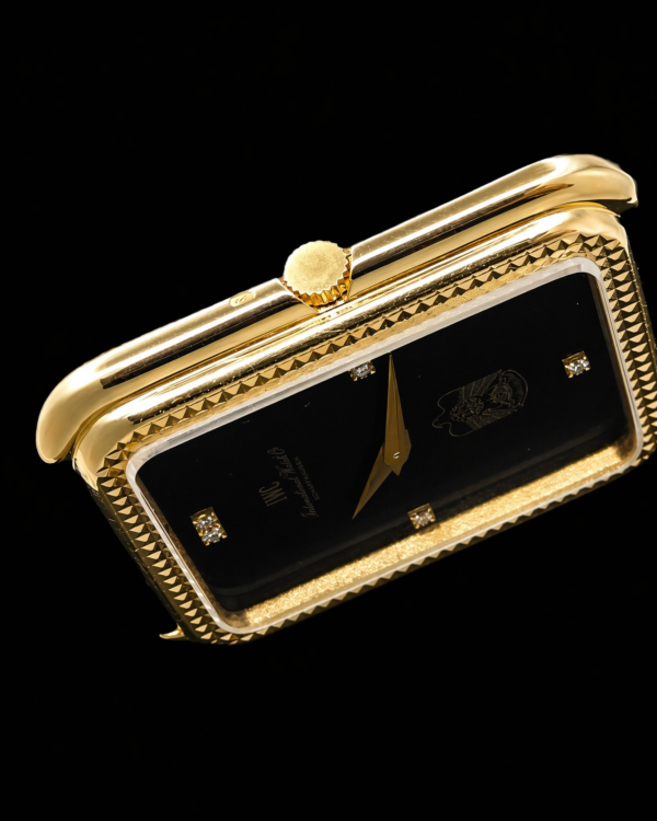 IWC Tank Onix black Diamonds UAE 18k Solid gold Clous de Paris guilloche 1980s