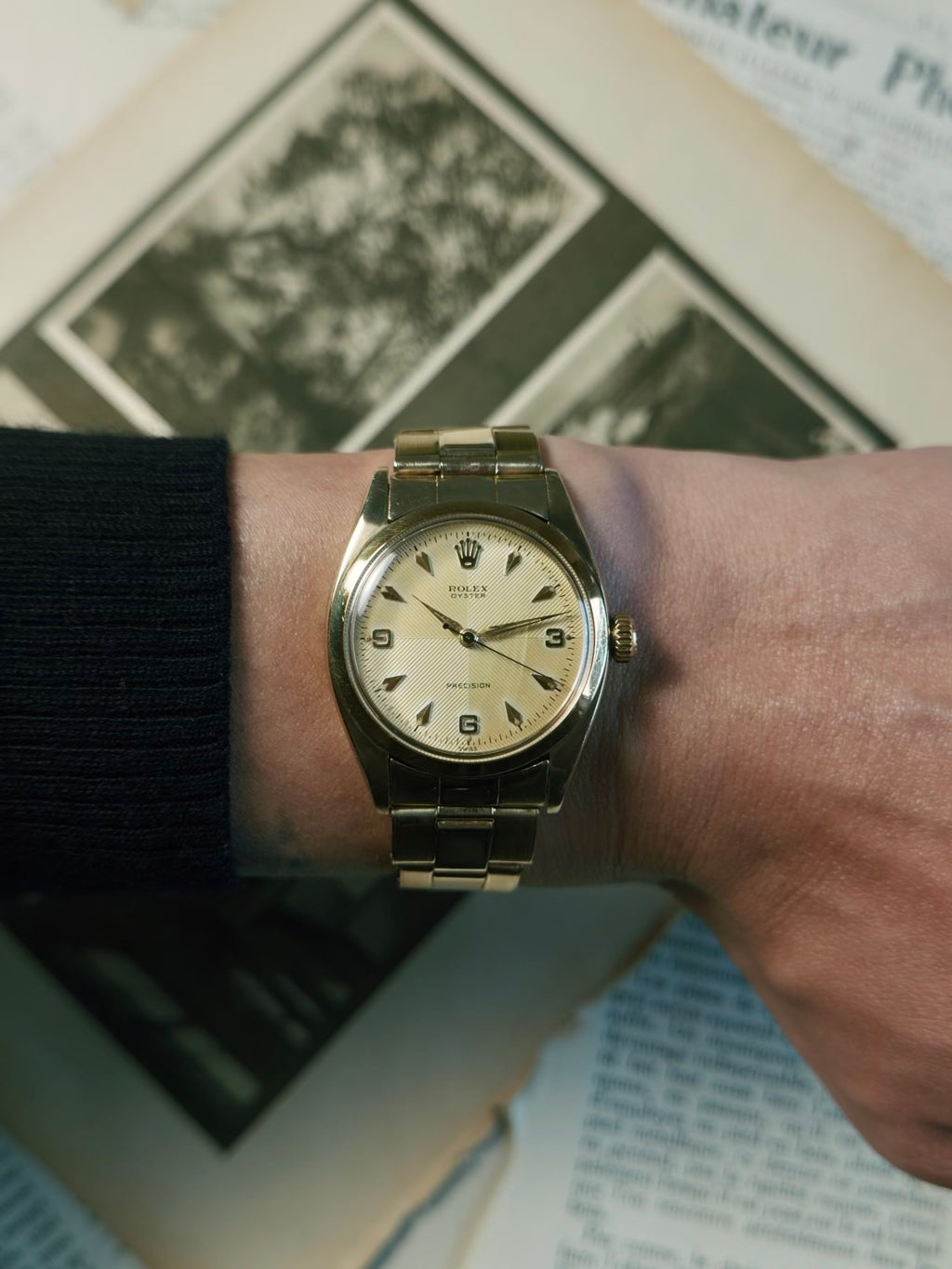 ROLEX 6422 Special Order Guilloché Dial 9K Gold 1959s
