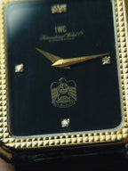 IWC Tank Onyx black Diamonds UAE 18k Solid gold Clous de Paris guilloche 1980s