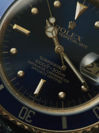 ROLEX 18k YG “Nipple Index” Blue Submariner Date 1984s