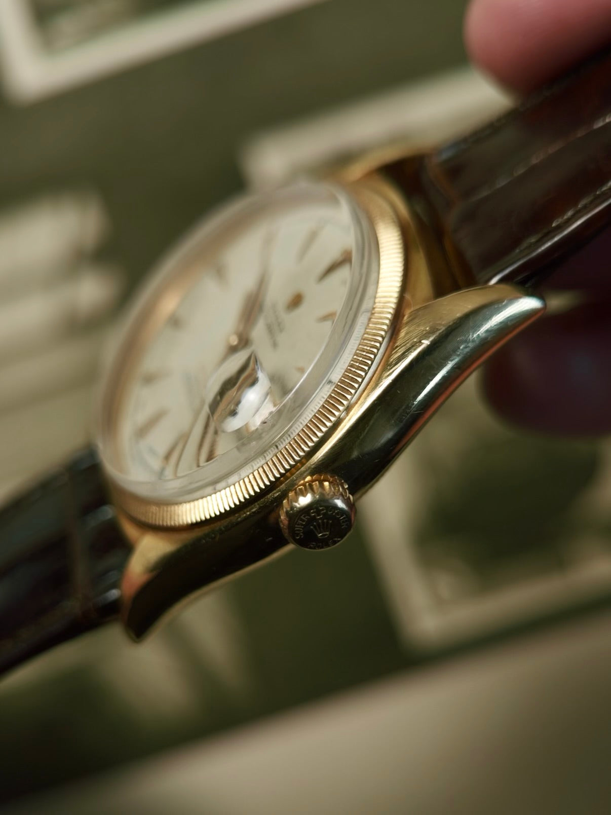 ROLEX 6105 Double Swiss Red Officially French 18K Rose Gold 1961s