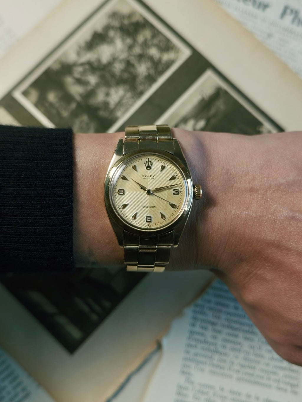 ROLEX 6422 Special Order Guilloché Dial 9K Gold 1959s