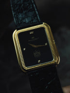 IWC Tank Onyx black Diamonds UAE 18k Solid gold Clous de Paris guilloche 1980s