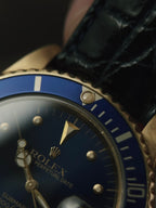 ROLEX 18k YG “Nipple Index” Blue Submariner Date 1984s